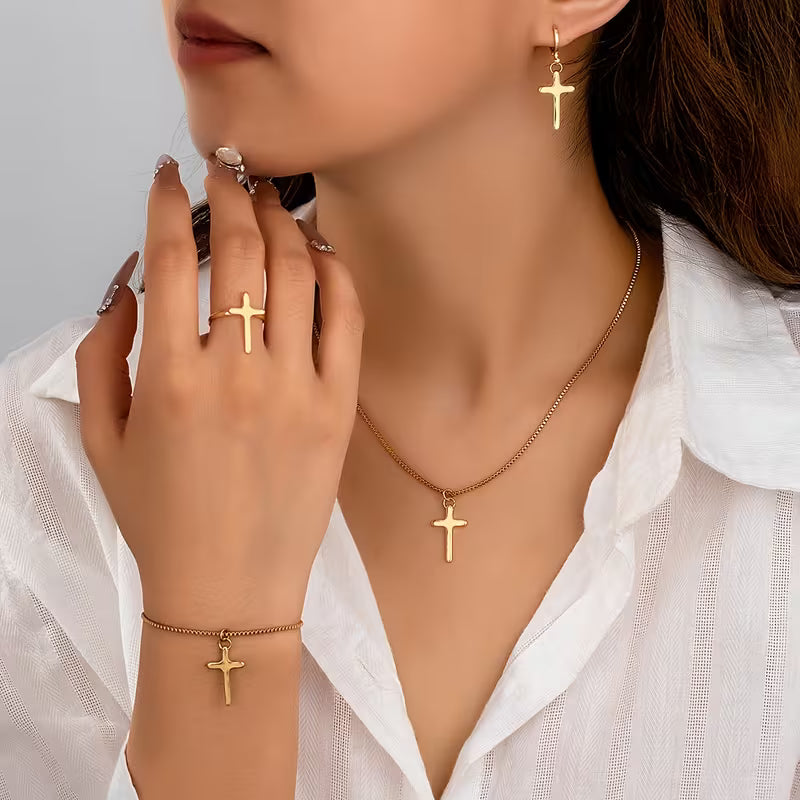 Ensemble bijoux Croix 5 pièces