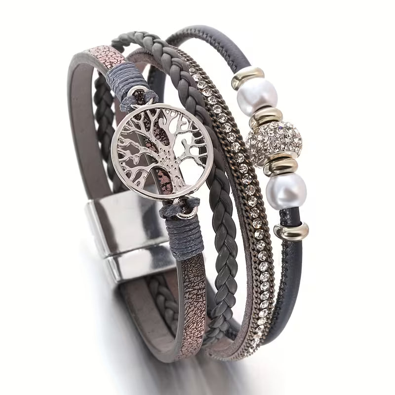 Bracelet élégant multicouche arbre de vie