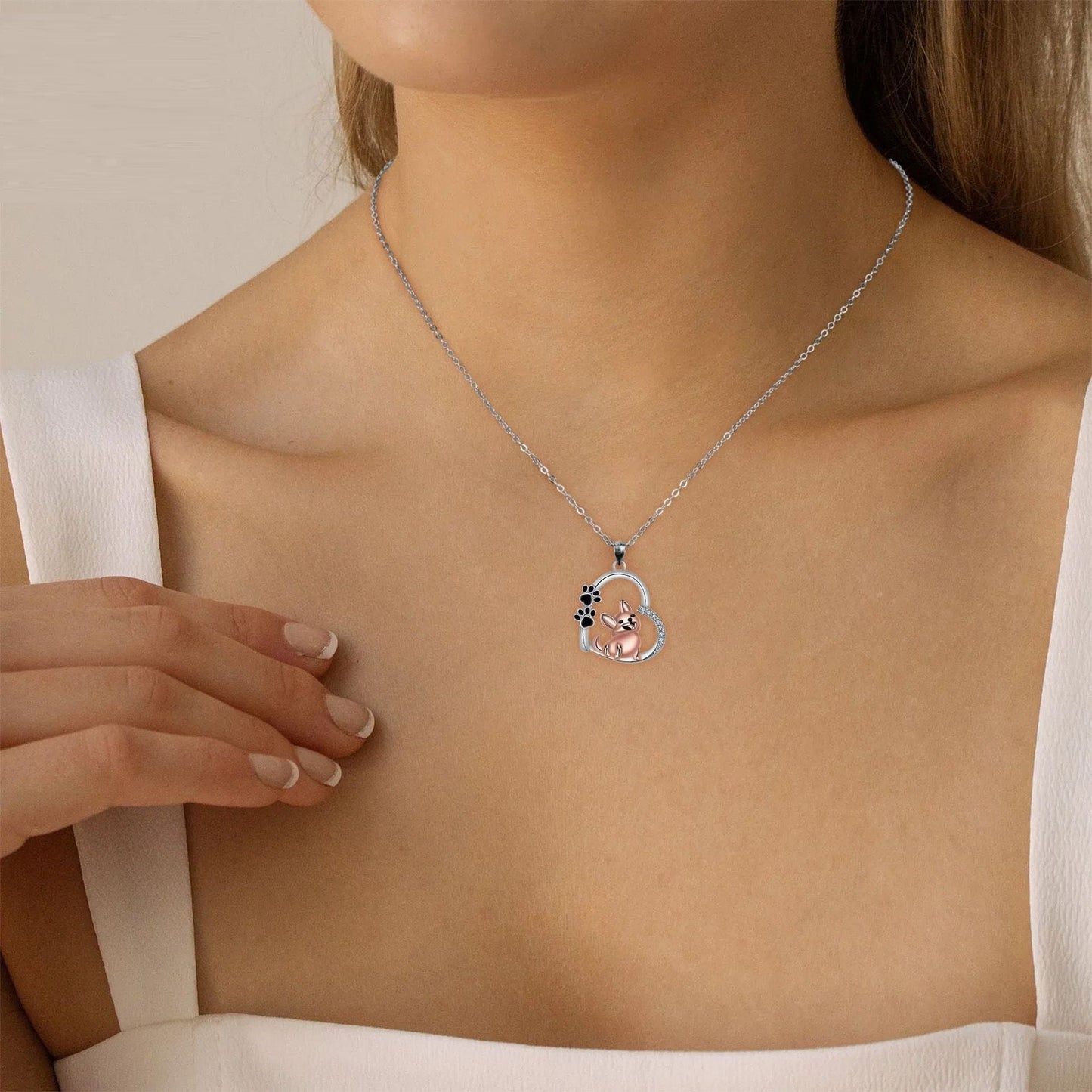 Collier Pendentif Chien Cœur Mignon