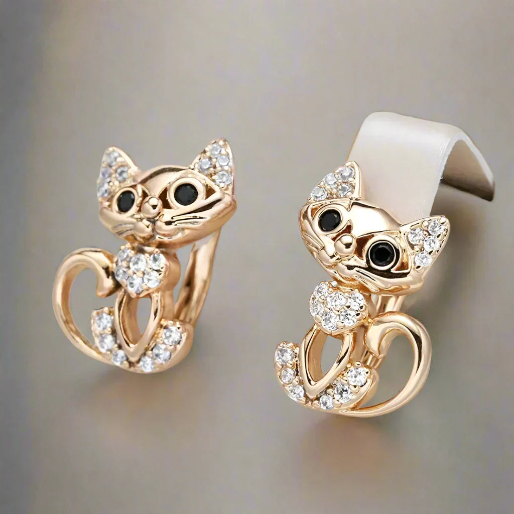 Boucles d'oreilles Chat Zirconia Élégantes