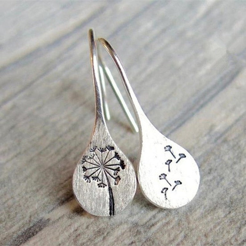 Boucles d'oreilles en argent sterling 925 faites à la main et composées d'une fleur et d'un vent