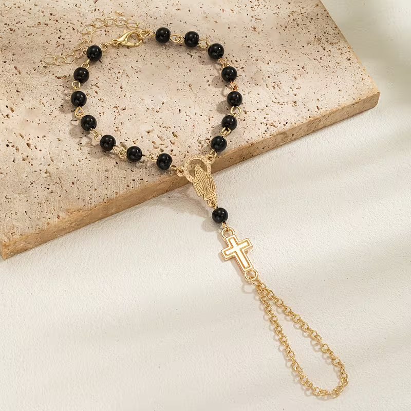 Bracelet chapelet Croix gothique