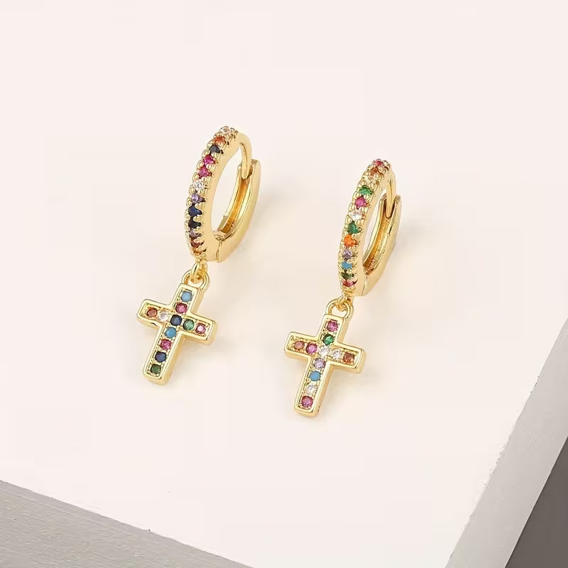 Boucles d'oreilles Croix en zirconium