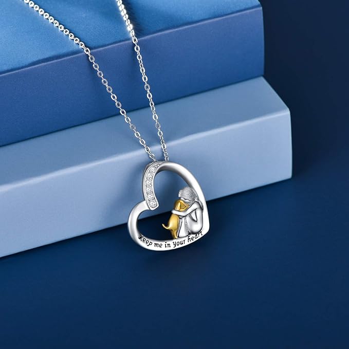 Collier en Argent Sterling 925 – Cœur et Chien avec Zircone