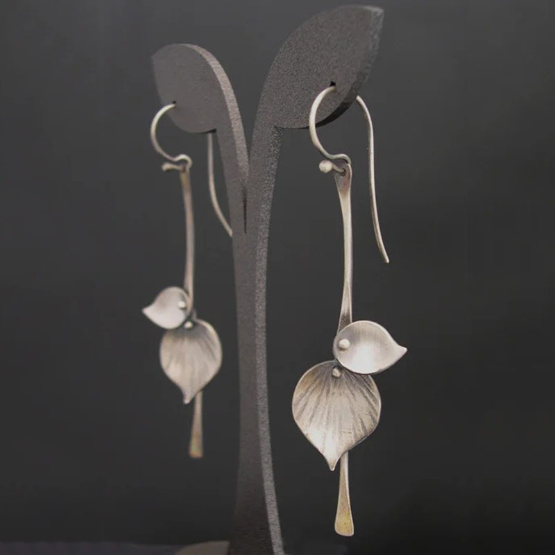 Boucles d'oreilles feuilles en argent