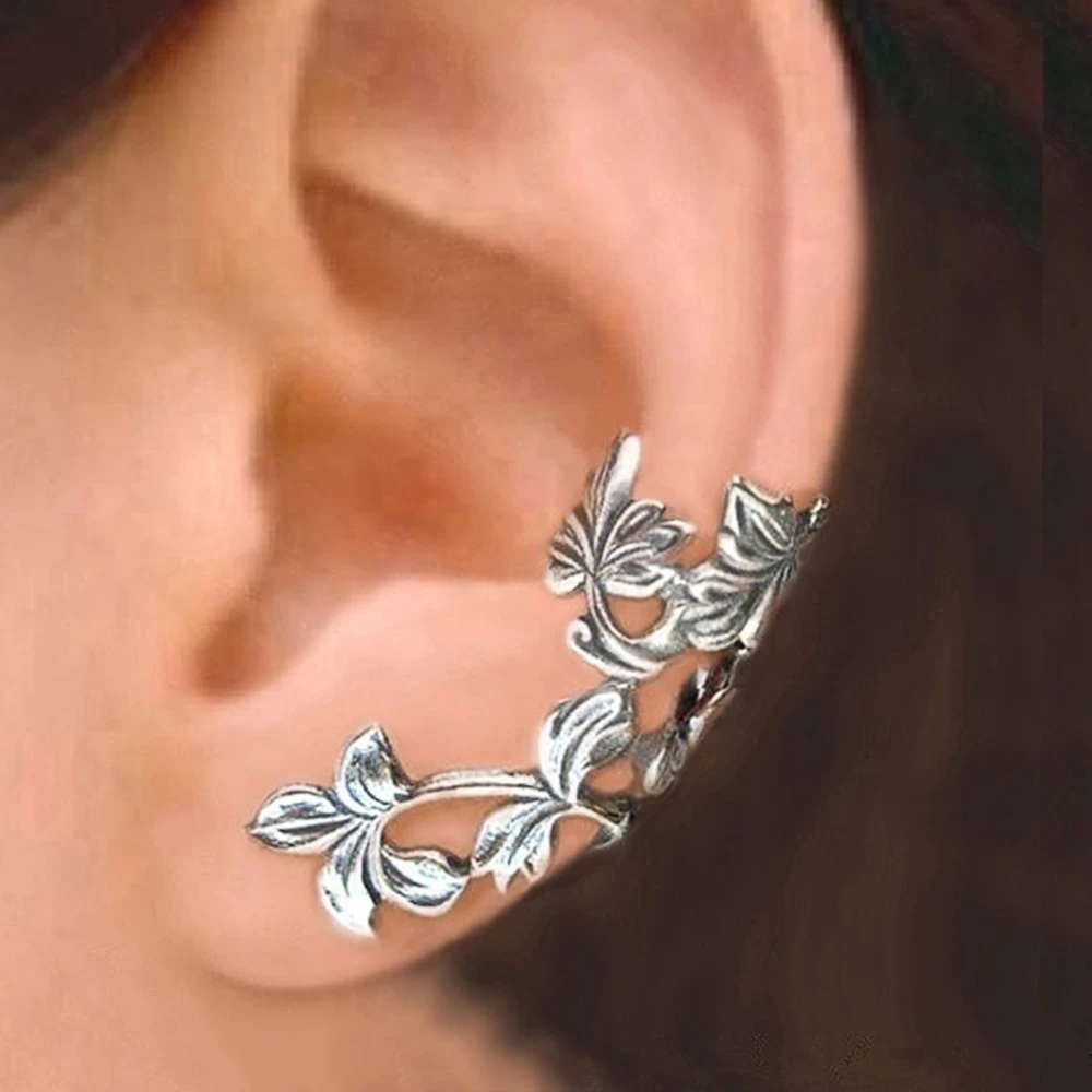 Boucles d’oreilles vintage en argent feuille