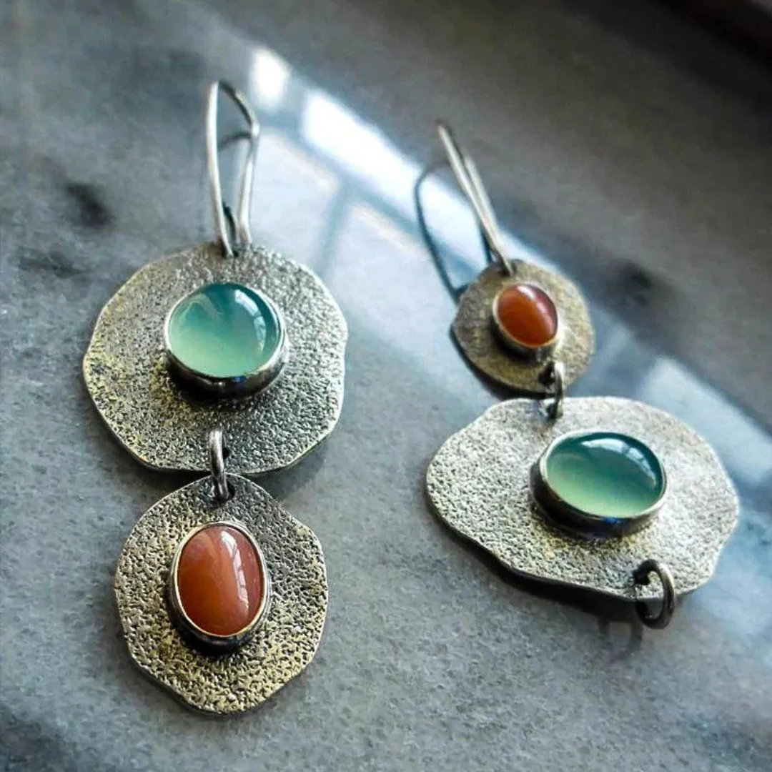 Boucles d'oreilles vintage en argent Natura
