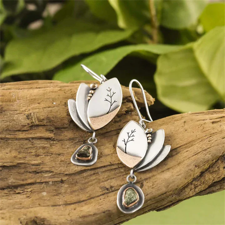 Boucles d'Oreilles Feuille d'Argent Vintage