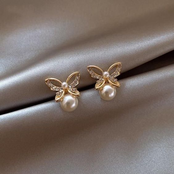 Boucles d'oreilles Vintage Papillon Perle