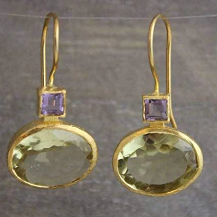Boucles d'oreilles vintage en cristaux verts dorés