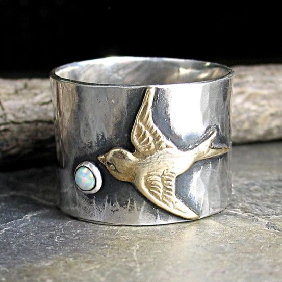 Bague Argent Colibri Vintage