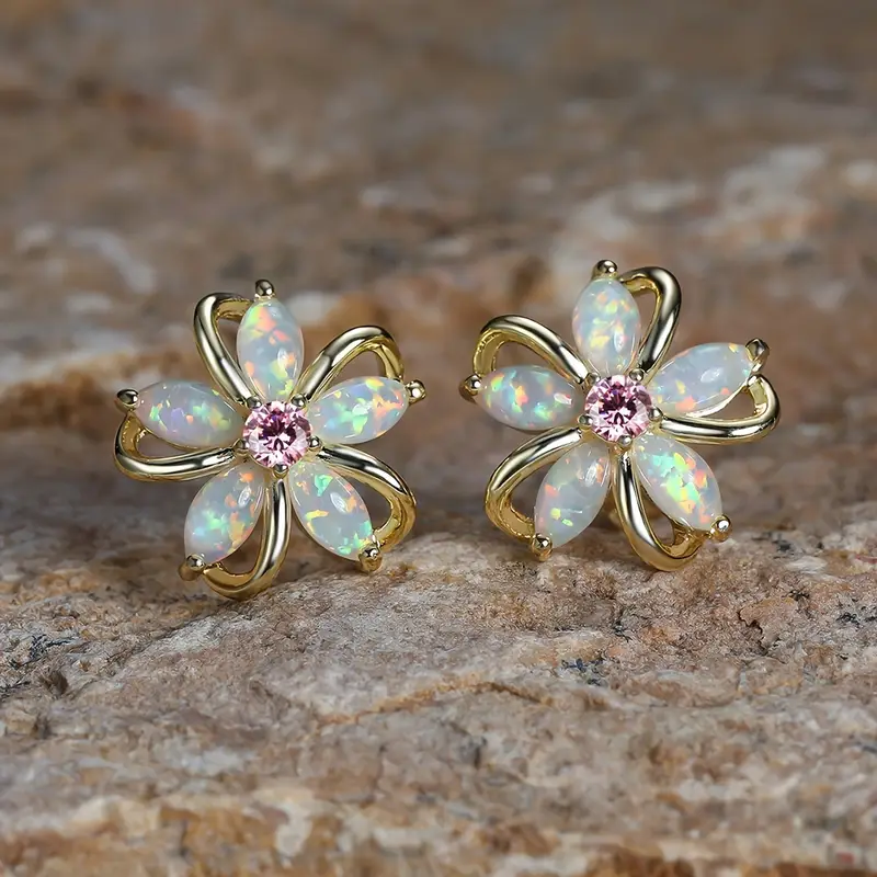 Boucles d'Oreilles Marguerite Opale