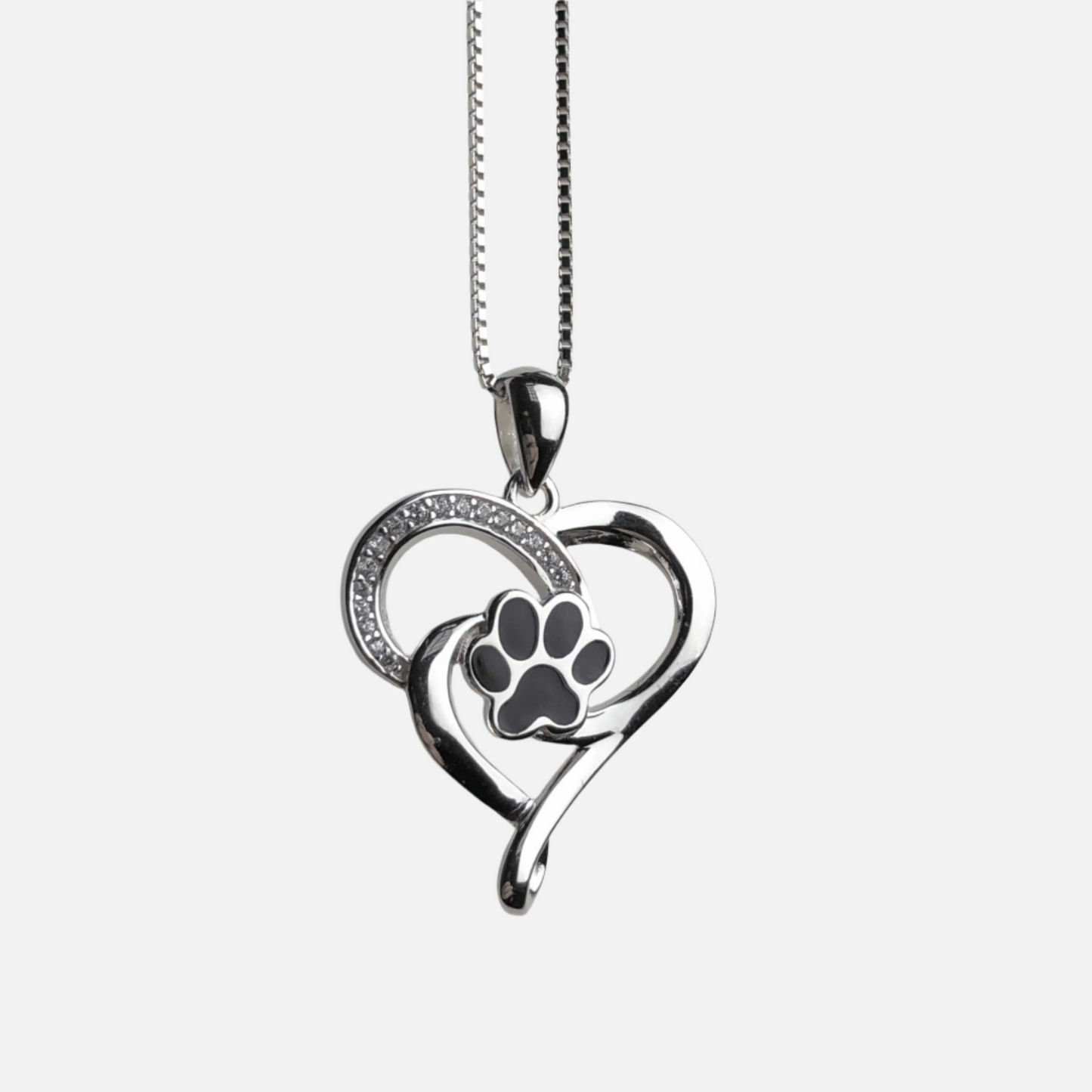 Collier Infini en Acier Inoxydable avec Cœur et Patte