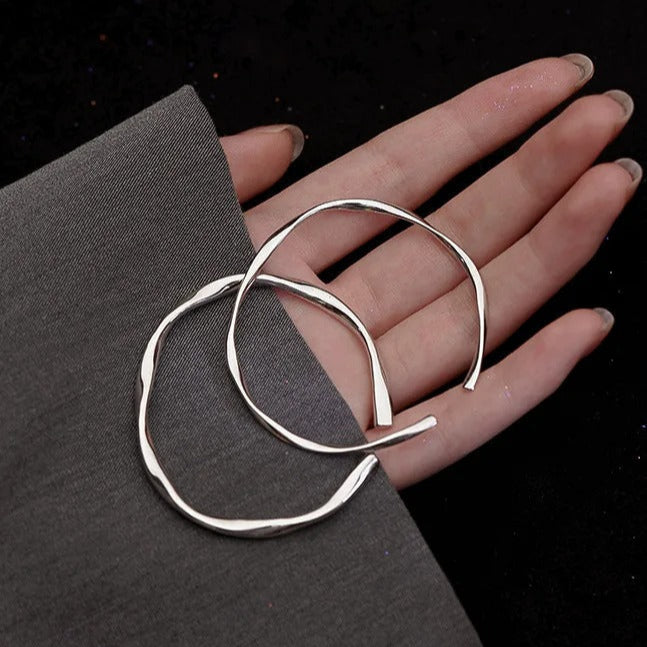 Bracelet épais en argent sterling 925 irrégulier réglable