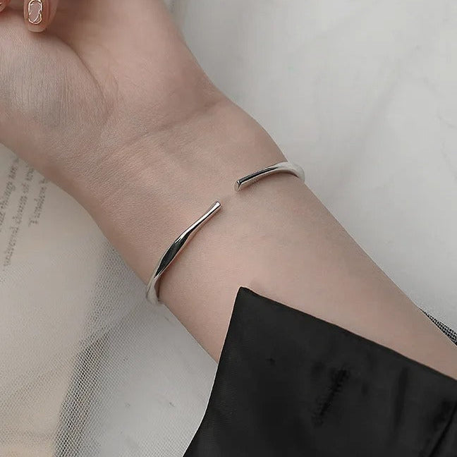 Bracelet épais en argent sterling 925 irrégulier réglable