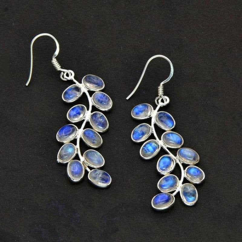 Boucles d'oreilles en argent 925 avec agate bleue précieuse