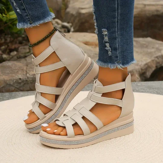 Anne – Sandales à coin avec décorations brillantes pour femme