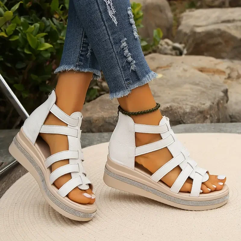 Anne – Sandales à coin avec décorations brillantes pour femme