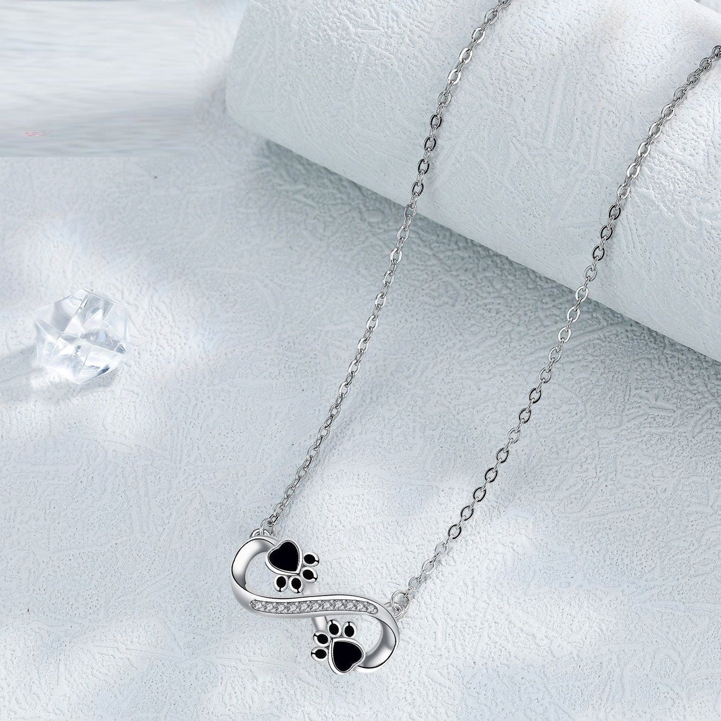 Collier Empreinte Patte Infini avec Zircone