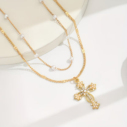 Collier pendentif Croix multicouches