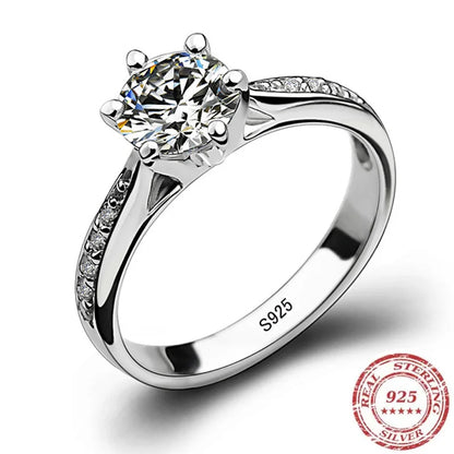 Bague solitaire argent 925 avec zircon brillant