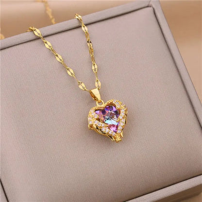 Collier cœur de l'océan avec cristal
