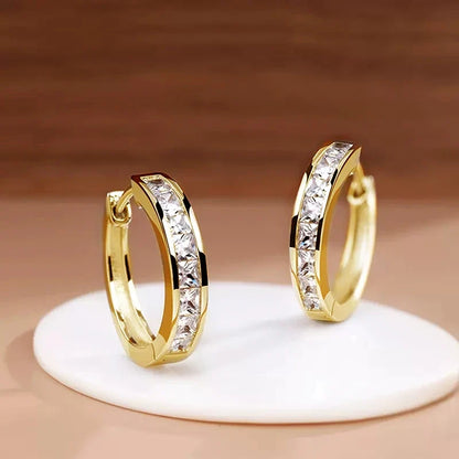 Boucles d'oreilles princesse avec zircons carrés