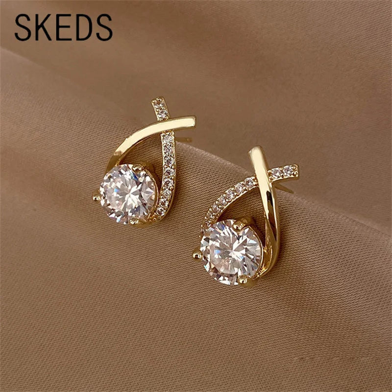 Boucles d'oreilles croix cristal avec zircon