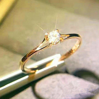 Bague solitaire bohème avec zircon brillant