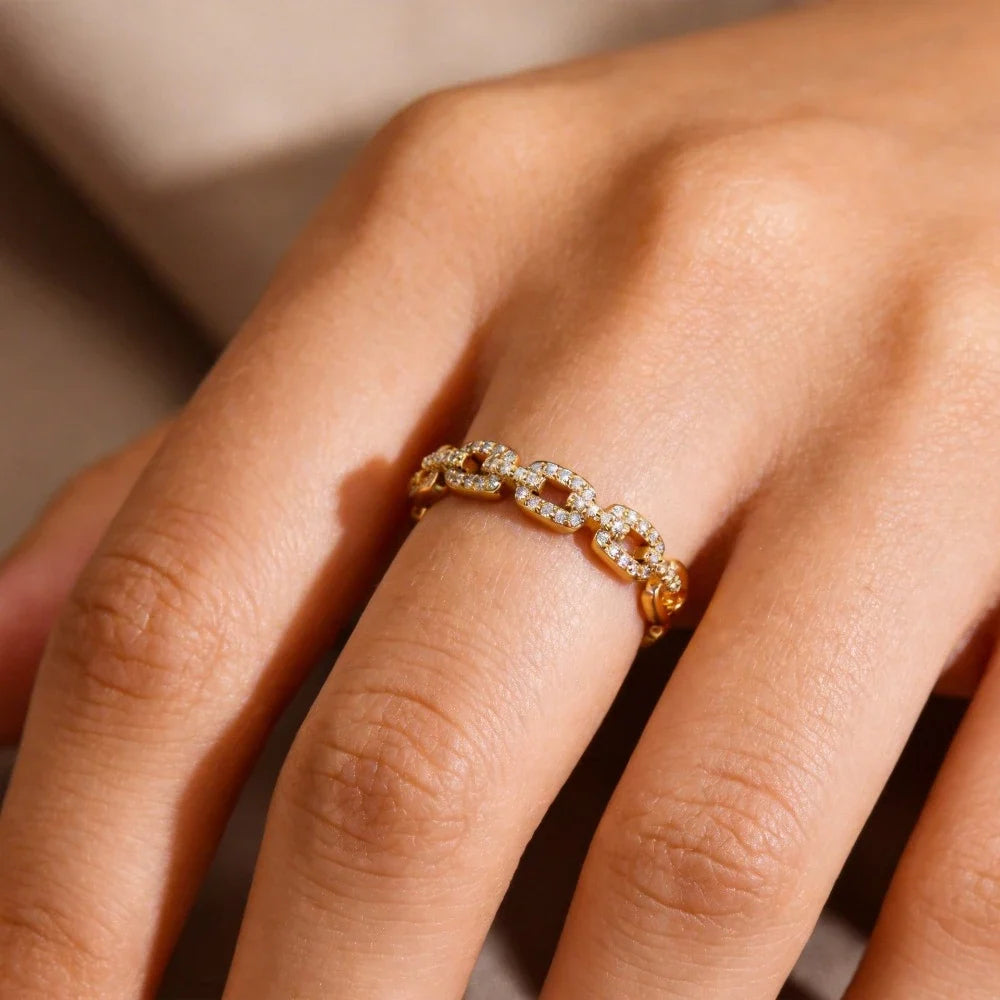 Bague tresse zircon ajustable