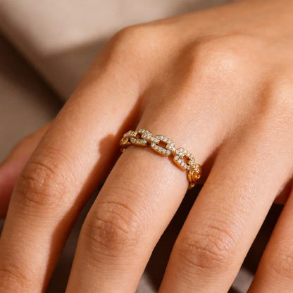 Bague tresse zircon ajustable