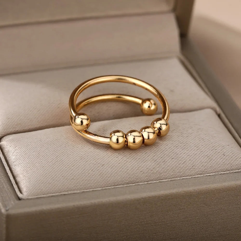 Bague rotative calme anti-stress avec billes