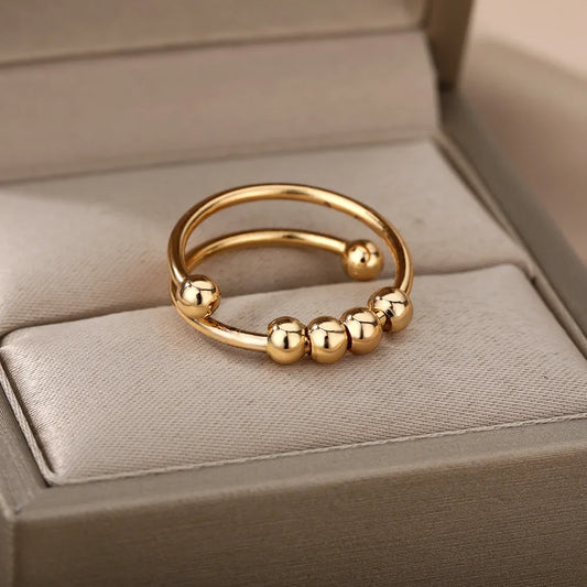 Bague rotative calme anti-stress avec billes