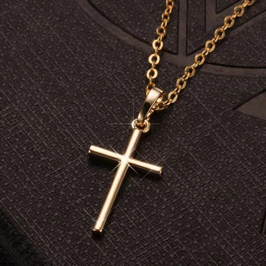 Collier croix classique minimaliste doré