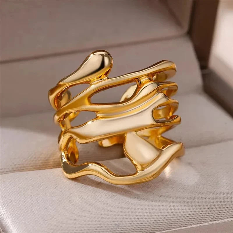 Bague dorée vintage ajustable