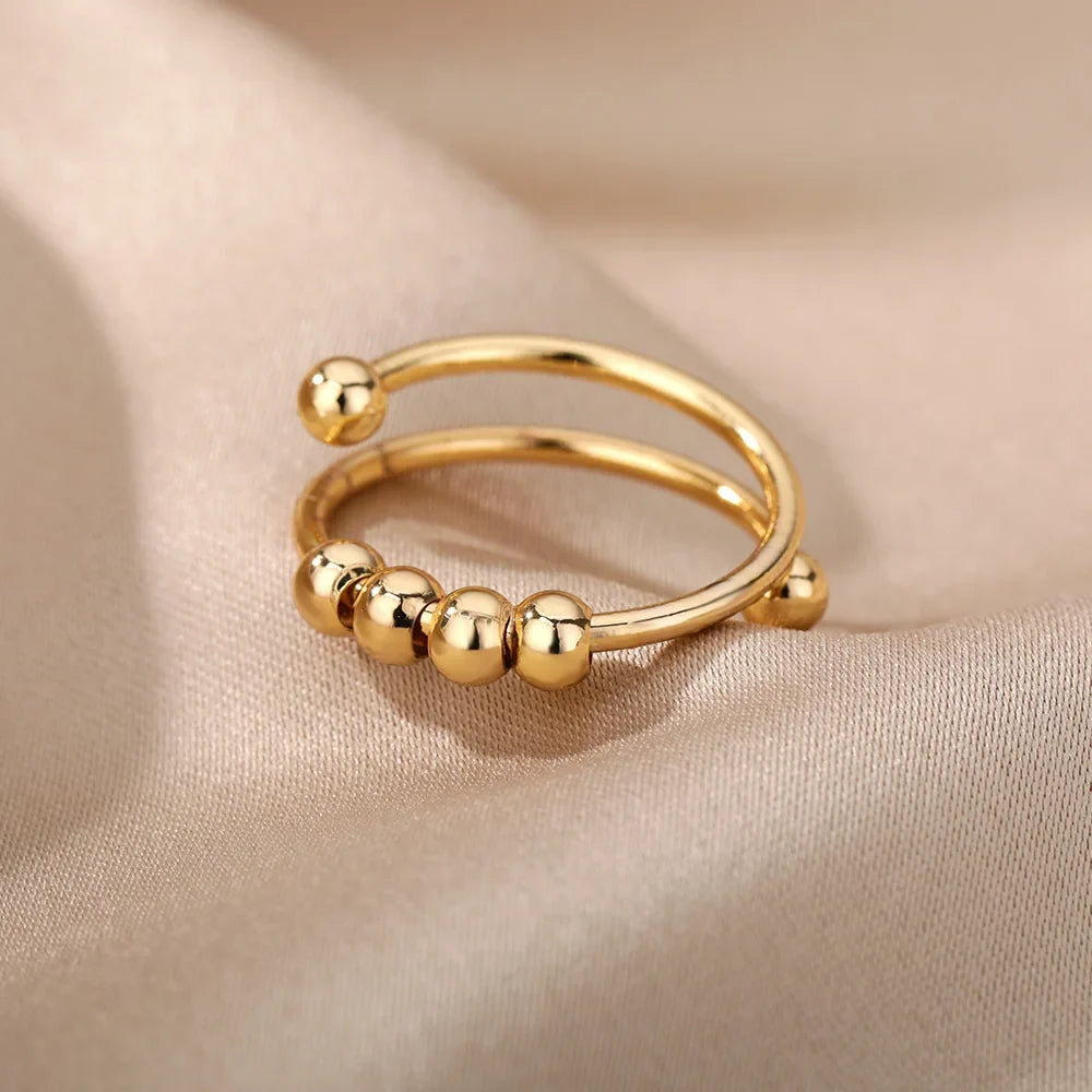 Bague rotative calme anti-stress avec billes