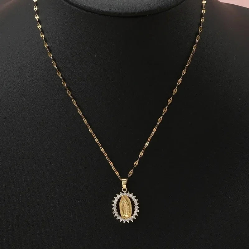Collier Vierge miraculeuse avec zircons