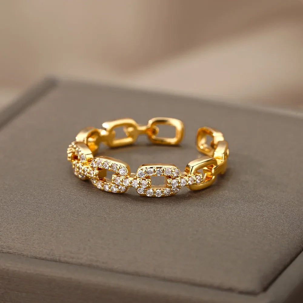 Bague tresse zircon ajustable