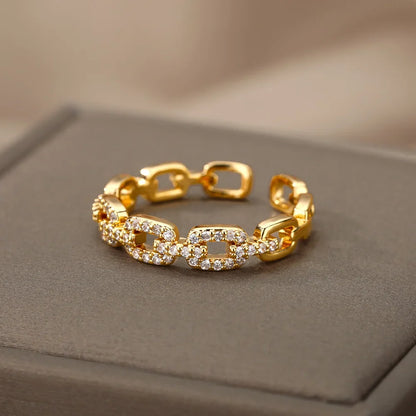 Bague tresse zircon ajustable