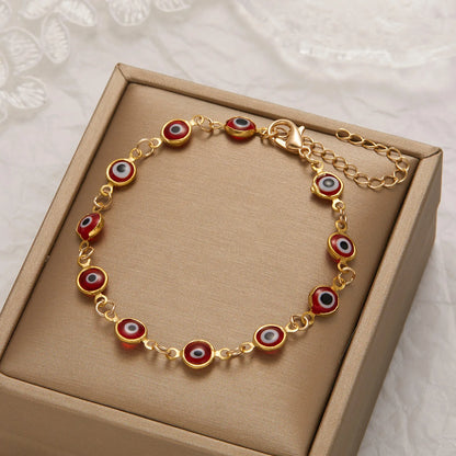 Bracelet œil turc porte-bonheur et protection doré ajustable