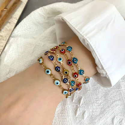 Bracelet œil turc porte-bonheur et protection doré ajustable