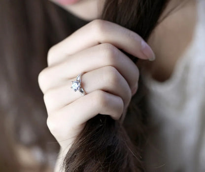 Bague solitaire argent 925 avec zircon brillant