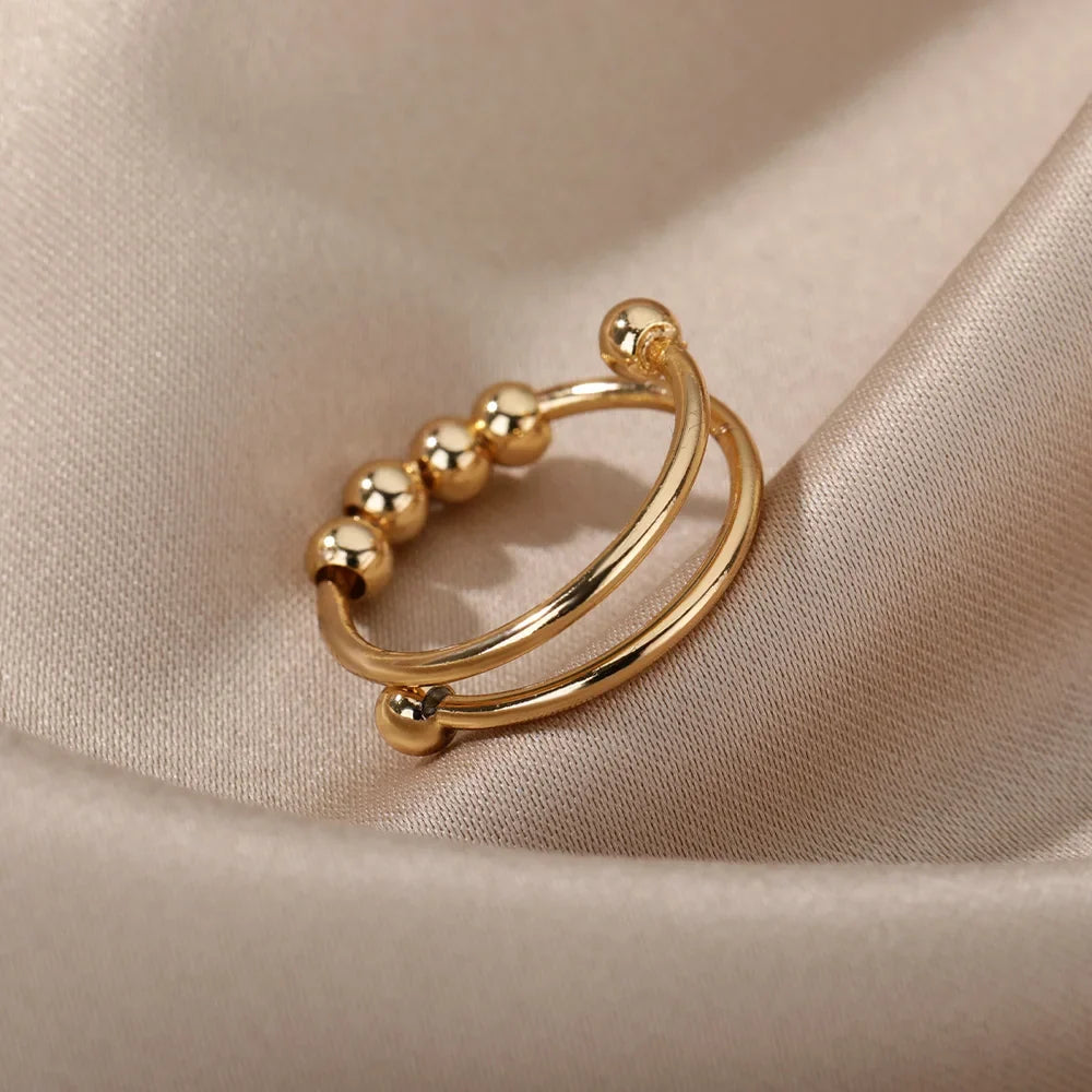 Bague rotative calme anti-stress avec billes
