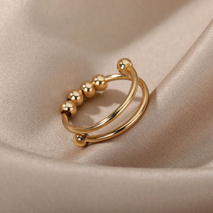 Bague rotative calme anti-stress avec billes