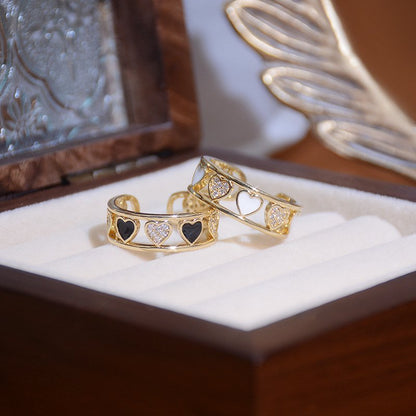 Bague cœur ouvert incrustée de zircones