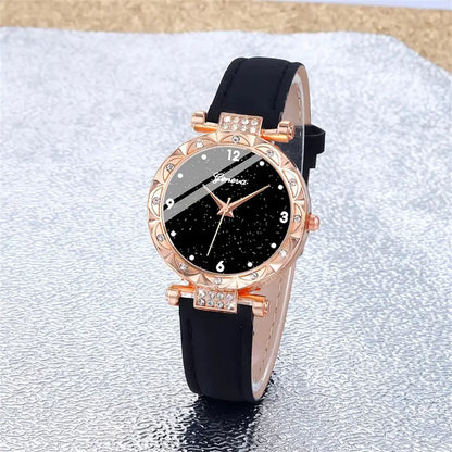 Ensemble complet glamour : montre, collier, boucles d'oreilles, bague + bracelets