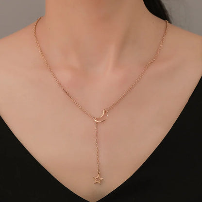 Collier lune et étoile céleste doré