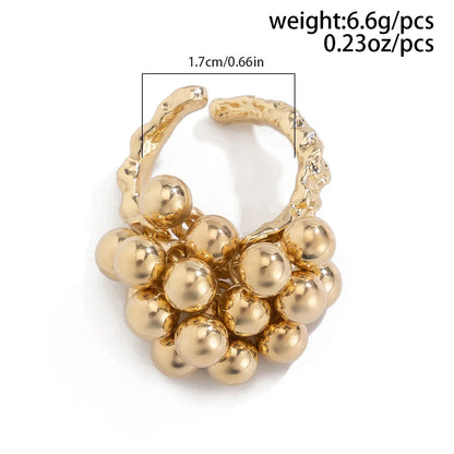 Bague ajustable à sphères dorée