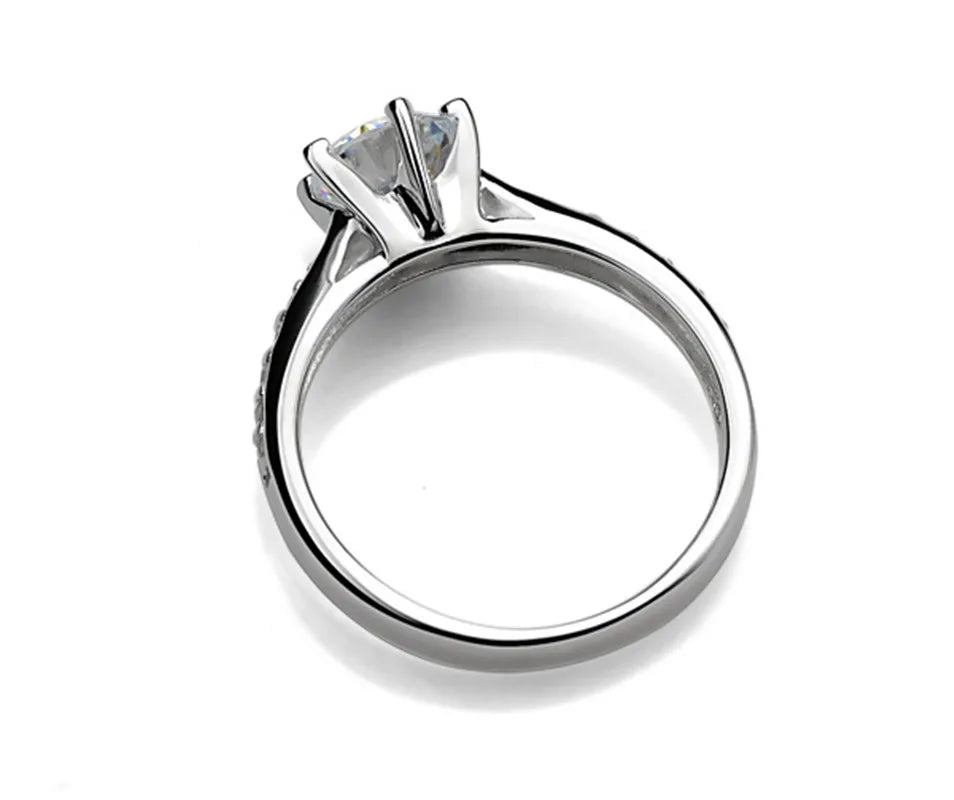 Bague solitaire argent 925 avec zircon brillant