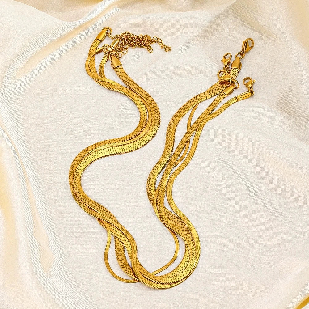 Ensemble de colliers multicouches épi doré